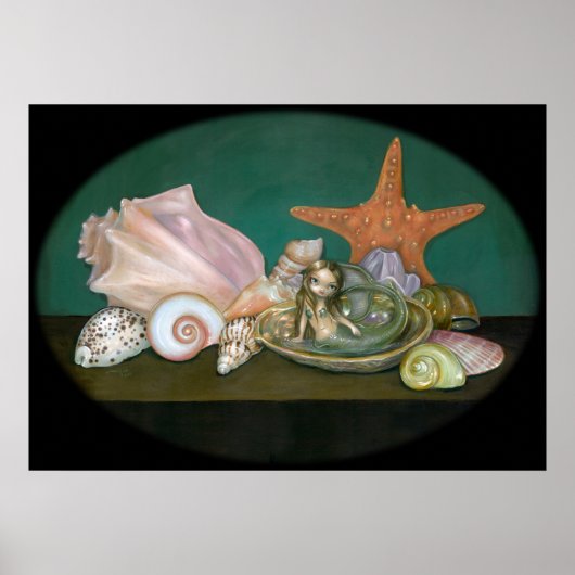 Still Life with a Mermaid fantasy Art Print ポスター (正面)