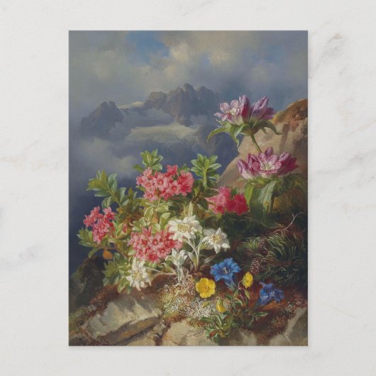 Still Life with Alpine Flowers by Andreas Lach ポストカード (正面)
