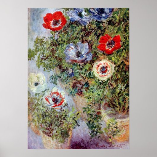 Still Life with Anemones by Claude Monet ポスター (正面)