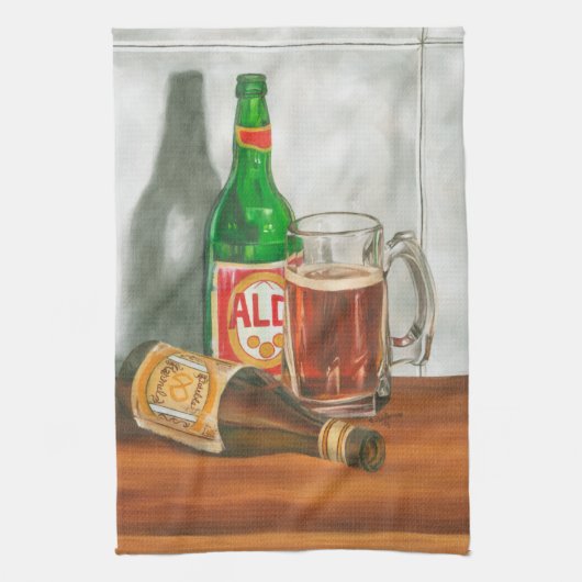 Still Life with Beer by Jennifer Goldberger キッチンタオル (縦)