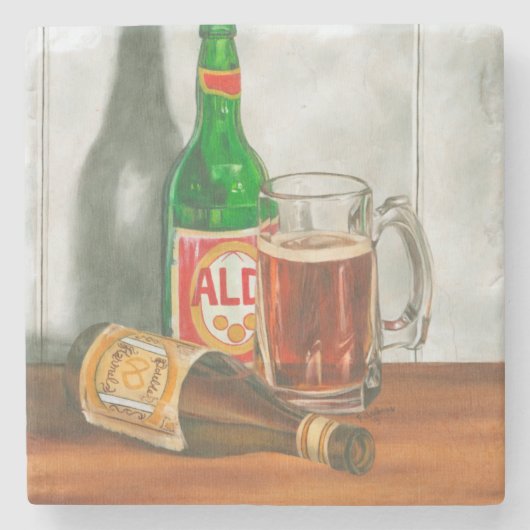 Still Life with Beer by Jennifer Goldberger ストーンコースター (正面)