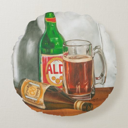 Still Life with Beer by Jennifer Goldberger ラウンドクッション (正面)