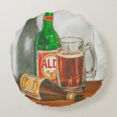 Still Life with Beer by Jennifer Goldberger ラウンドクッション (裏面)