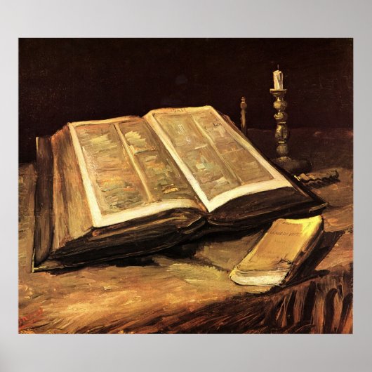Still Life with Bible by Vincent vanゴッホ ポスター (正面)