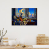 Still Life with Blue Window and Distant Peaks ポスター (キッチン)