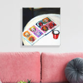 Still Life with Book and red Mug Canvas キャンバスプリント (インサイチュ (リビング))