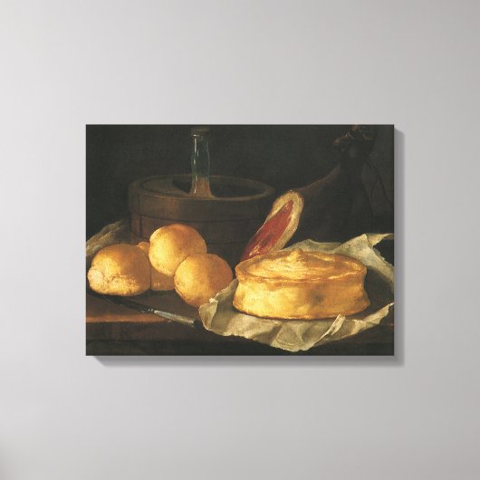 Still Life with Bread Tart and Ham, Giuseppe Recco キャンバスプリント (正面)