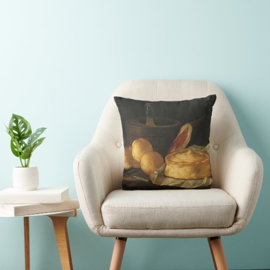 Still Life with Bread Tart and Ham, Giuseppe Recco クッション (椅子)