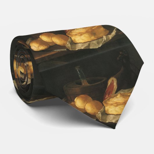 Still Life with Bread Tart and Ham, Giuseppe Recco ネクタイ (ロール)