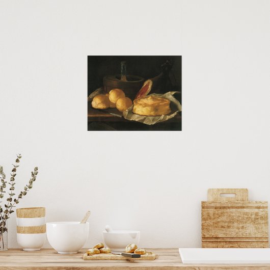 Still Life with Bread Tart and Ham, Giuseppe Recco ポスター (キッチン)