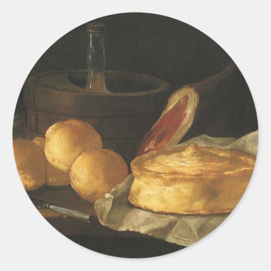 Still Life with Bread Tart and Ham, Giuseppe Recco ラウンドシール (正面)