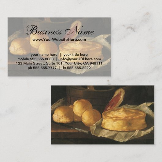 Still Life with Bread Tart and Ham, Giuseppe Recco 名刺 (正面/裏面)