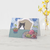 Still Life with Cat Greeting Card カード (黄色い花)