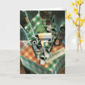 Still Life with checked Tableloth by Juan Gris カード (黄色い花)