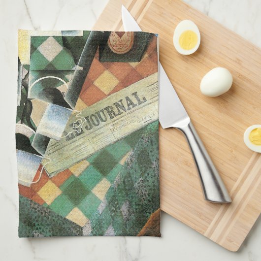 Still Life with checked Tableloth by Juan Gris キッチンタオル (四つ折り)