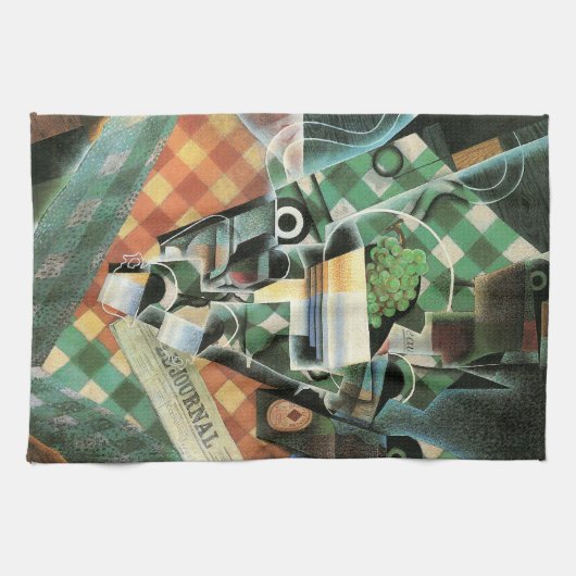 Still Life with checked Tableloth by Juan Gris キッチンタオル (横)