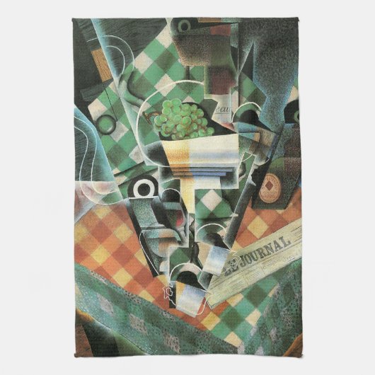 Still Life with checked Tableloth by Juan Gris キッチンタオル (縦)