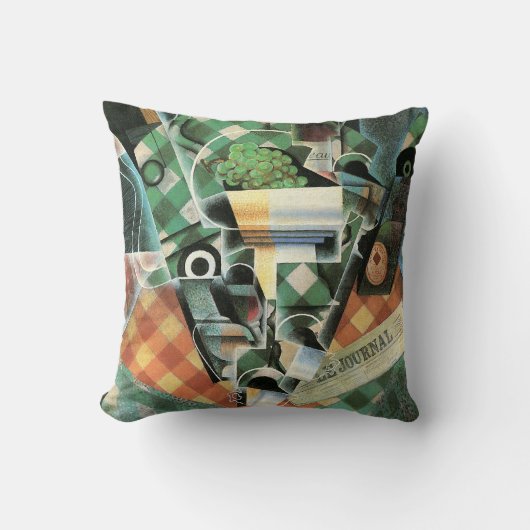 Still Life with checked Tableloth by Juan Gris クッション (正面)