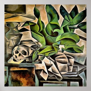 Still life with Cranium Geometric Vanitas Art ポスター
