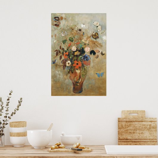 Still Life with Flowers (1905) by Odilon Redon ポスター (キッチン)