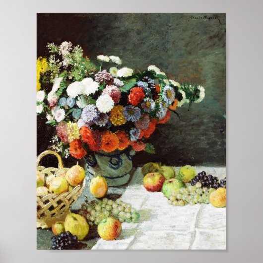 Still Life with flowers and Fruit by Claude Monet ポスター (正面)