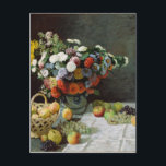 Still Life with flowers and Fruit by Claude Monet ポストカード<br><div class="desc">美しいプリント「花と果実を持つ静物詩」 | 1895年の絵を描キャンバスでの油フランスのImpressionist painter Claude Monet (1840-1926).</div>