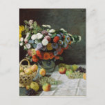 Still Life with flowers and Fruit by Claude Monet ポストカード<br><div class="desc">美しいプリント「花と果実を持つ静物詩」 | 1895年の絵を描キャンバスでの油フランスのImpressionist painter Claude Monet (1840-1926).</div>