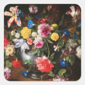 Still Life With Flowers by Nicolas Baudesson スクエアシール (正面)