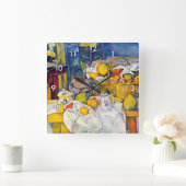 Still Life with Fruit Basket、ポール・セザンヌ スクエア壁時計 (ホーム)