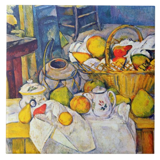 Still Life with Fruit Basket、ポール・セザンヌ タイル (正面)