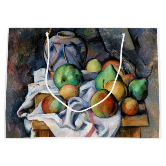 Still Life with Fruits、ポール・セザンヌ ラージペーパーバッグ (正面)