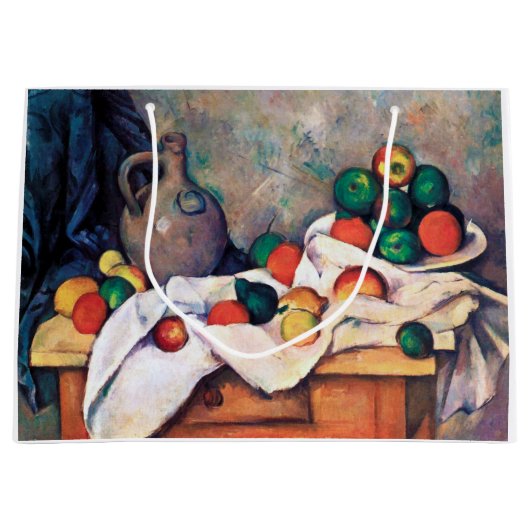 Still Life with Fruits、ポール・セザンヌ ラージペーパーバッグ (正面)