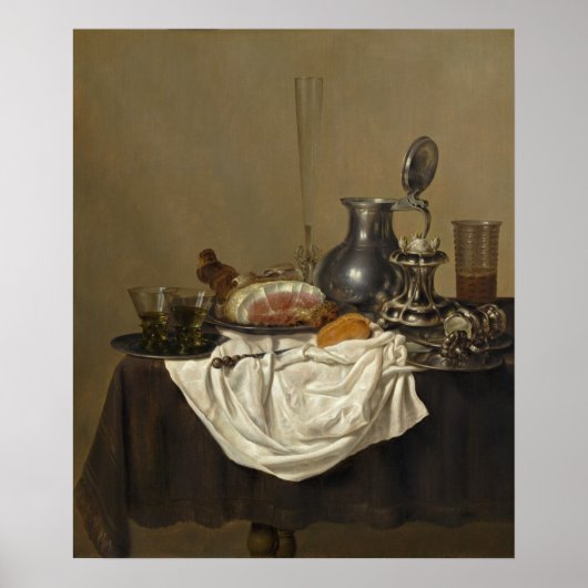 Still Life with Ham - Gerret Hedaファインアート ポスター (正面)