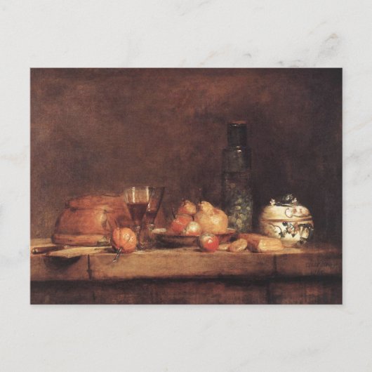 Still Life with Jar of Olives by Jean Chardin Post ポストカード (正面)