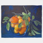 Still Life with Lemons and Orange Branch フリースブランケット (正面(横))