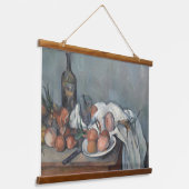 Still Life with Onions, OIl Painting, Paul Cezanne 吊り下げ型タペストリー (傾斜あり)