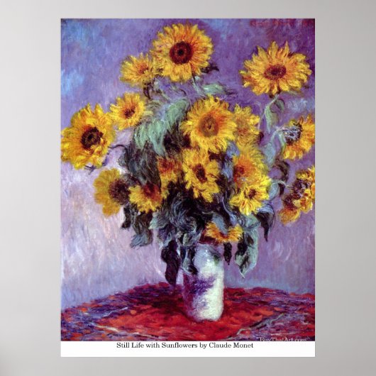 Still Life with sunflowers by Claude Monet ポスター (正面)