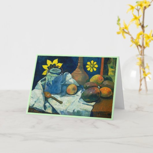 Still Life with Teapot and Fruit, Paul Gauguin カード (黄色い花)