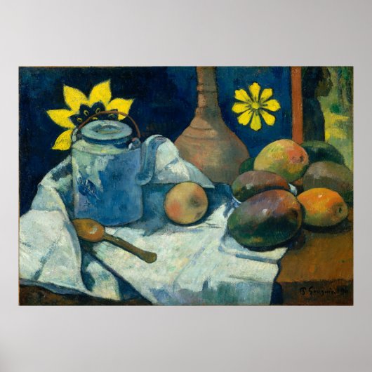 Still Life with Teapot and Fruit - Paul Gauguin ポスター (正面)