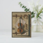 Still Life with Violin and Music, William Harnett ポストカード (スタンド正面)