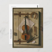 Still Life with Violin and Music, William Harnett ポストカード (正面/裏面)