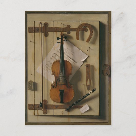 Still Life with Violin and Music, William Harnett ポストカード (正面)
