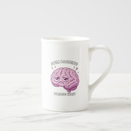 Still Loading – Please Wait Brain Cartoon Mug ボーンチャイナマグカップ (右)
