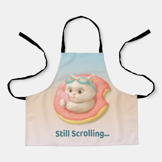 Still Scrolling: Funny Bao Bao Cat Donut Sticker エプロン (正面)