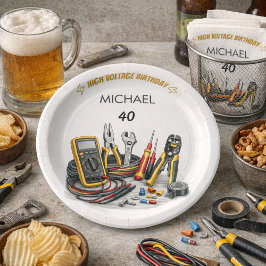 Still Shocking at 40 Electrician Birthday Party ペーパープレート
