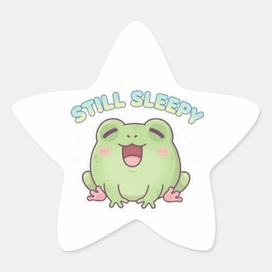 Still Sleepy Frog Sticker Cute Yawning Frog Meme K 星シール (正面)