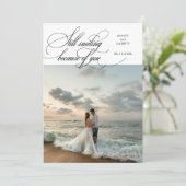 Still Smiling Elegant Wedding Photo White サンキューカード (スタンド正面)