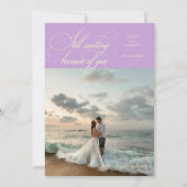 Still Smiling Elegant Wedding Photo Wisteria サンキューカード (正面)