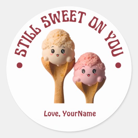 Still Sweet on You Cute Valentine Sticker ラウンドシール (正面)