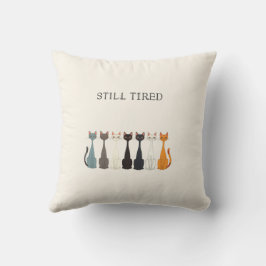 Still Tired Cats - Blue Cat Mom Graphic Reversible クッション